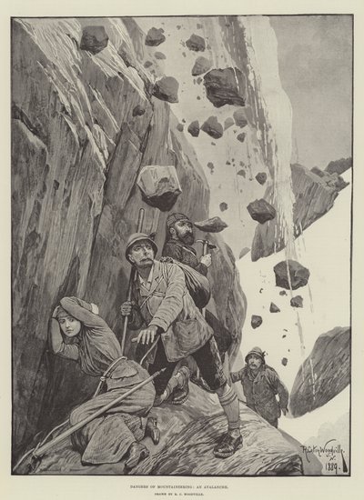 Faror vid bergsklättring, en lavin av Richard Caton Woodville junior